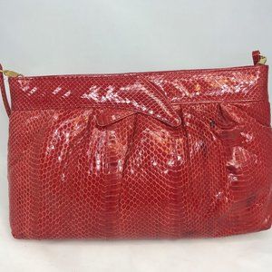 Mary Ann Rosenfeld Red Faux Snakeskin Clutch/Crossbody Bag, NWOT